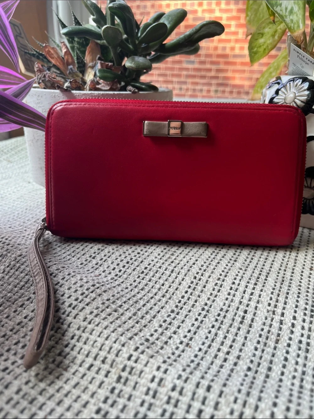 Furla Zip-Around Wristlet Wallet with Bow Accent